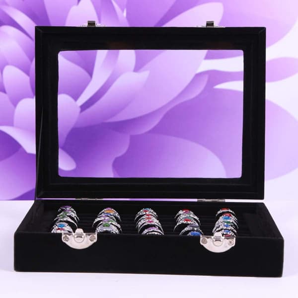 20 x 15 x 5 cm Sort smykkeskrin displayetui Vand Vlour