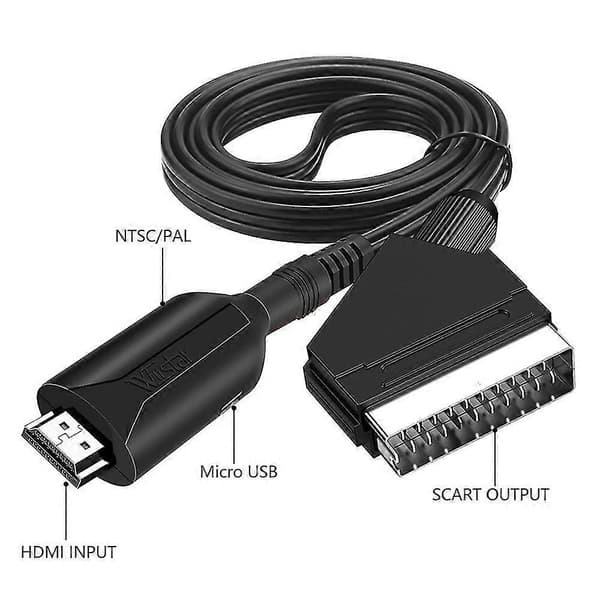 HDMI til SCART-kabel 1 meter lang Direkte tilslutning Praktisk konvertering Fg