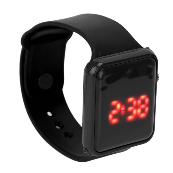 Sport Watch LED Screen Square Shape Backlight Design Digital Kids Watch for Leisure Activities Black