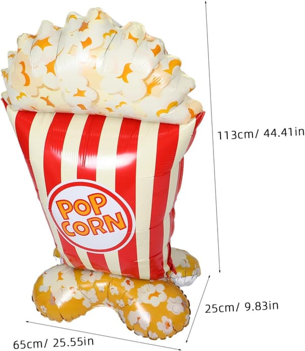 temafest Popcorn Balloner 113x65cm aluminiumsfolie, stående 3d-design -