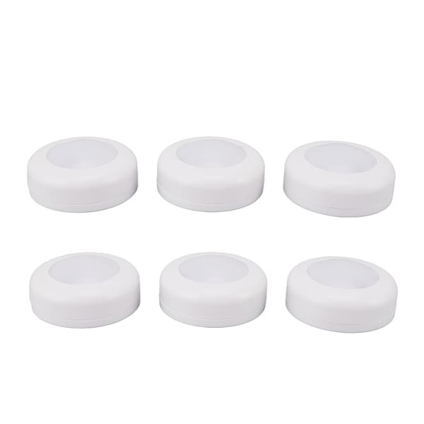6 pcs LED Puck Lights with Remote Control Dimmable Circular Lamp for Under Cabinet Wardrobe Counter Lighting White