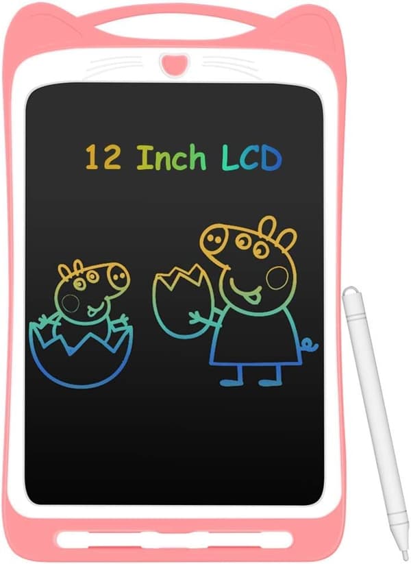 12 tommer stor farverig LCD-tablet til børn (pink), elektronisk