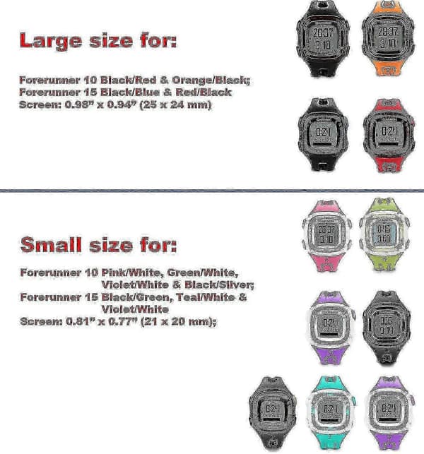Silikone erstatningsrem til Garmin Forerunner 10/15 - Sort stor rem [DB]