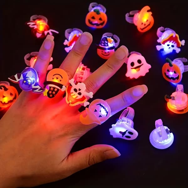 LED-glødringe til børn - 50-pak batteridrevne festartikler til Halloween