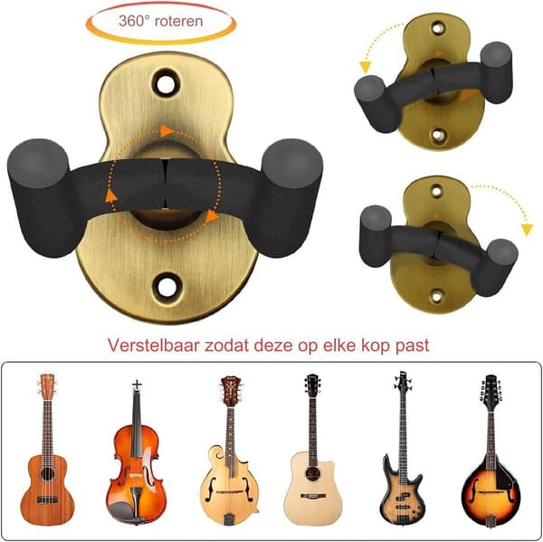 Guitar Stand, Wall Mount Hook, Metal, 2-Pack, Universal for Guitar