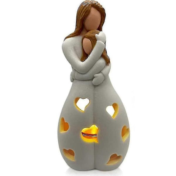 Mamma Klem Datter Lysestake Harpiks Dekorativ Statue Ornament Med LED [db]