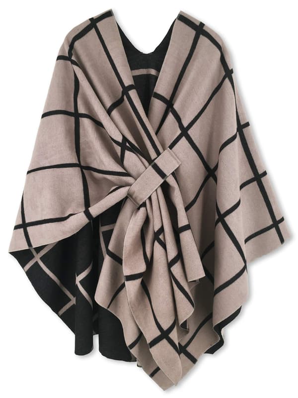 Dame Kuvert Poncho Åben Front Cardigan med Bælte til Efterår Vinter