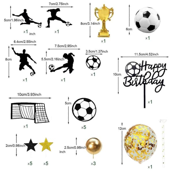 Fodbold Kagepynt Tilbehør Cupcake Toppers til Fest Fødselsdag Fars Dag