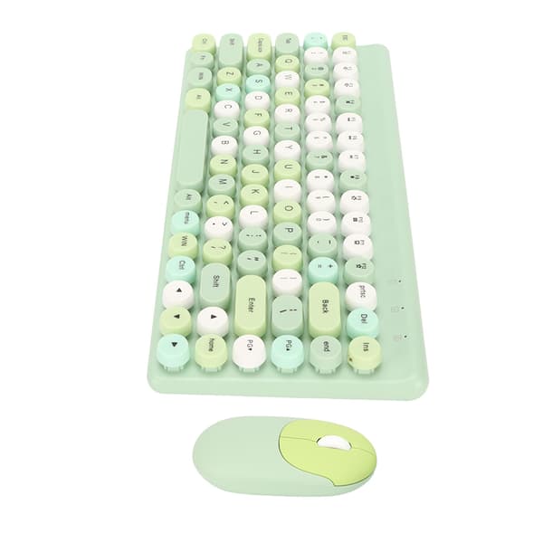 Wireless Keyboard and Mouse Combo 2.4GHz Wireless Mouse 86 Keys Colorful Keyboard Set with USB Receiver Green