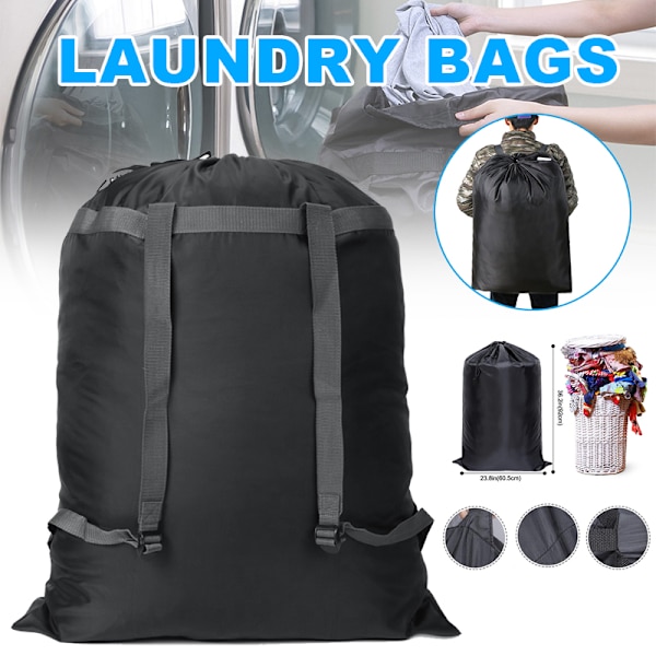Large Laundry Bag Heavy Duty Polyester Laundry Backpack with 2 Adjustable Shoulder Straps for School Camping New