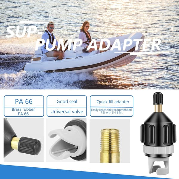 Adapter til Xulin SUP-pumpe, konverter til oppustelig bådpumpe, multifunktionsventiltilbehør til stand-up paddleboard