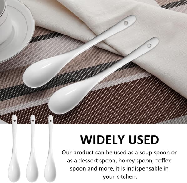 6-piece white ceramic spoon set, ceramic spoon, jam spoon, mini dessert spoon, teaspoon