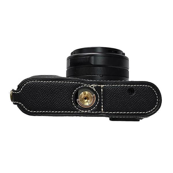 Til Leica D-Lux 8 Kamerataske PU Læder Beskyttelsesetui med Linsebeskyttelse - Sort