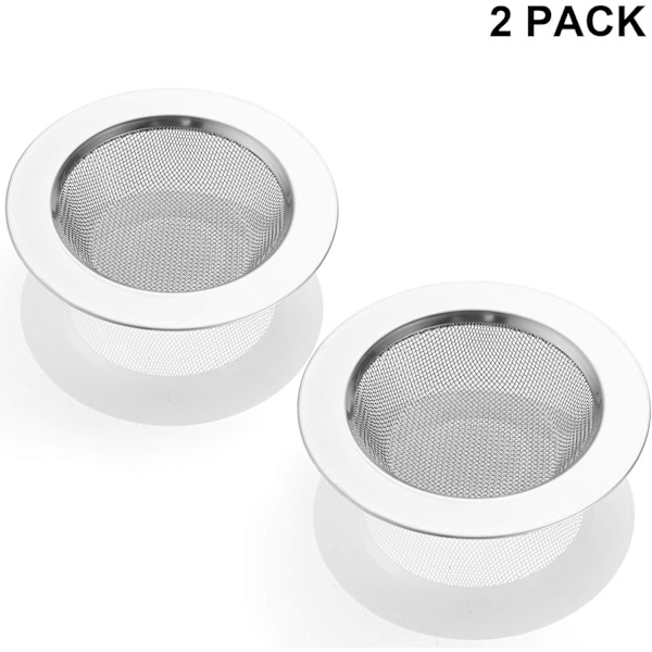 2 stk. vaskesier, 4,5 tommer diameter bred kant i rustfrit stål afløbsfilter, passer til vaske
