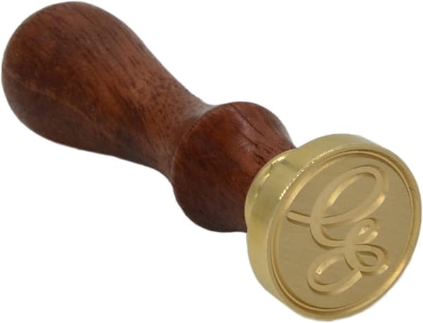 Voksseglstempel bokstav A-Z, alfabet initialseglstempel for jule- og takkekort, bryllupsinvitasjon W-S-2 (bokstav E) -