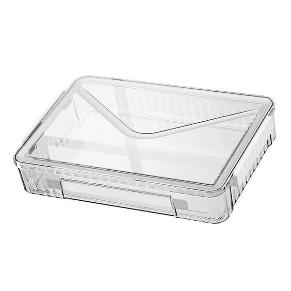 Certificate Storage Box Large Capacity Transparent Portable Scrapbook Paper Storage Bag with Handle for Document Files White