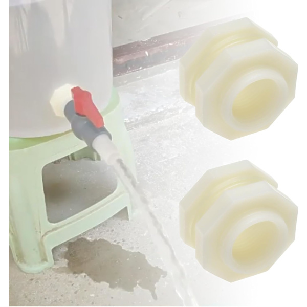 2-pack ABS Bulkhead Fitting with Plug - Plastic Water Tank Connection Adapter