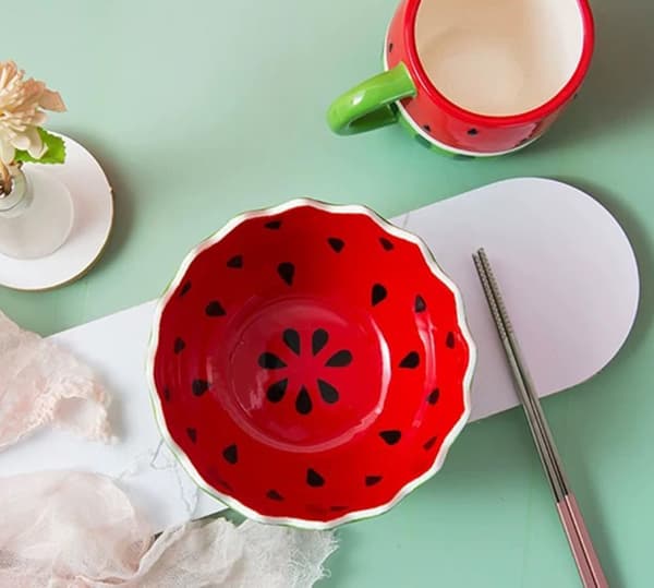 Vattenmelonsalladsskål Dessert Keramisk Nudelsoppskål, 6,4 tum -
