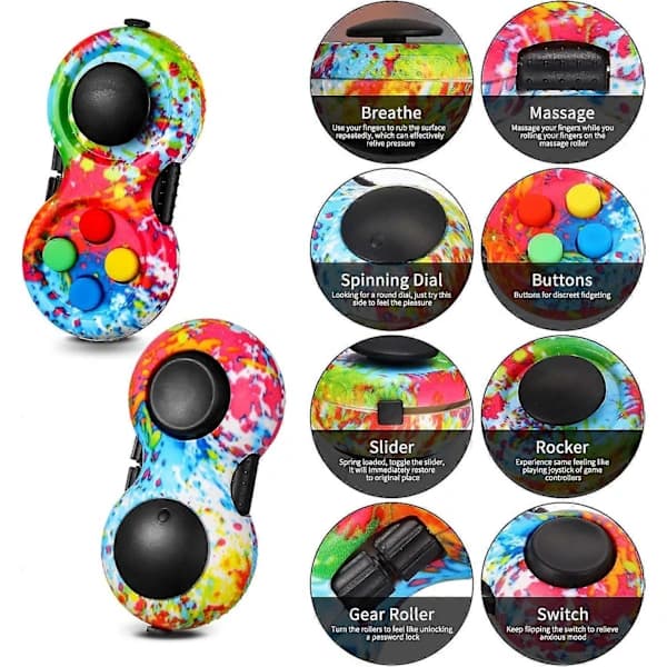 2 stk Fidget Controller Pad, Bærbar Stressreducerende Spilleplade Hånd Fidget Pad til Stressreduktion og Angstlindring