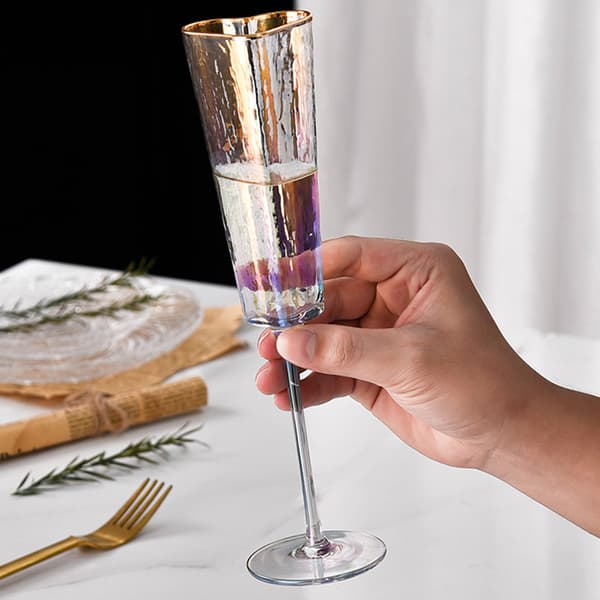 Guldkantede hjerteformede Champagneglas Bæger Holdbart vinglas til bryllupsfest 2 stk 2pcs