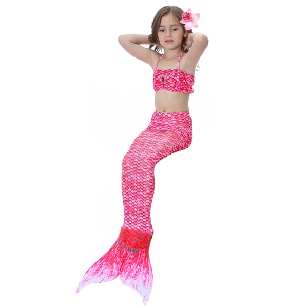 Barn och flickor vacker fiskstjärt bikini set baddräkt -6-7 år, rosa Pink 6-7 år