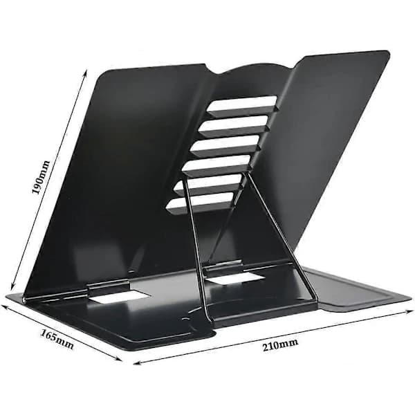 Ergonomic Document Holder, Adjustable Metal Book Stand with Movable Clips, Non-Slip Design for Thick Books and Single Sheets, Portable Reading Support