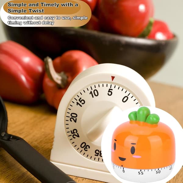 Kitchen Timer, 60 Minute Egg Timer, Cute Cartoon Carrot Kitchen Timer, Mechanical Kitchen Timer, Manual Kitchen Timer, Kitchen