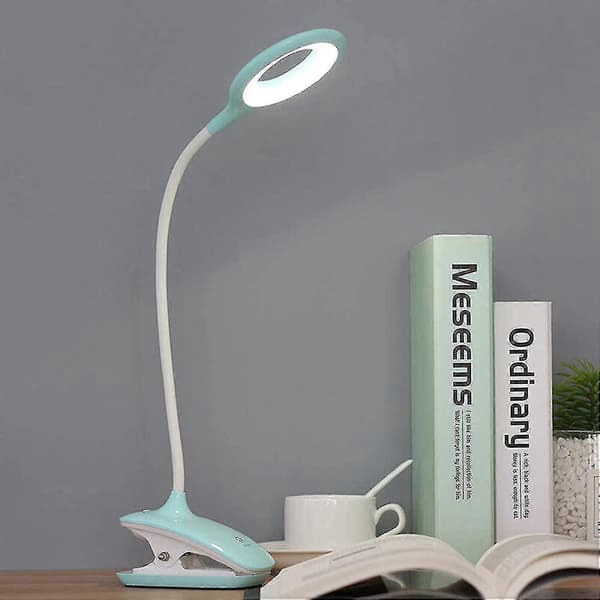 LED Clip-on Læselampe Dæmpbar Øjenbeskyttelse Bordlampe [DB] Blå Blue