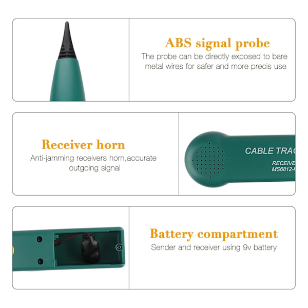 Tone Generator and Probe Tracer Kit, Cable Finder for Wire Tracing Applications, Multifunctional Network Cable Continuity Tester with Breakpoint