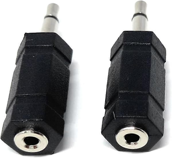 3,5 mm Mono Jack Han Til 2,5 mm Mono Jack Hun Lydkabeladapter 2 stk Sort