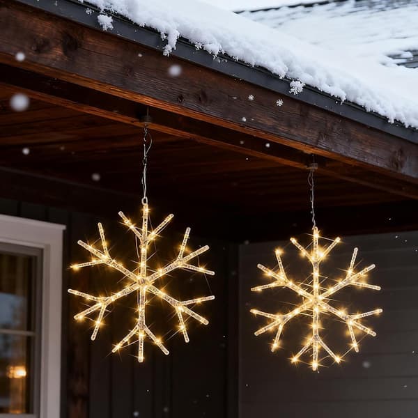 snøfnugglys til vindu, jul, ornament, , -