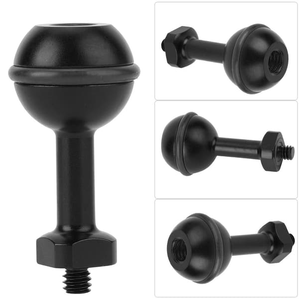 Diving Mount Action Camera Ball Head Base Fill Light Holder Bracket 1/4' Screw (Black)