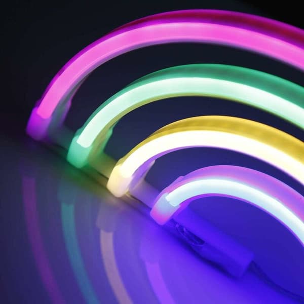 Søde regnbue-neonskilte LED-regnbue-lys til sovesalsindretning USB 3-AA batteridrevet regnbueindretning neonlamper dekorationer til pigeværelse jul B