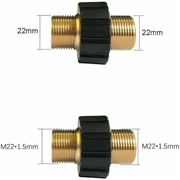 M22 x 1,5 Quick Connect Adapter for Hose, Double Male, Compatible with Kärcher HD & HDs Pressure Washers, 14mm Diameter