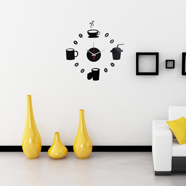3D DIY Wall Clock Creative Wall Sticker Creative Coffee Cup Wall