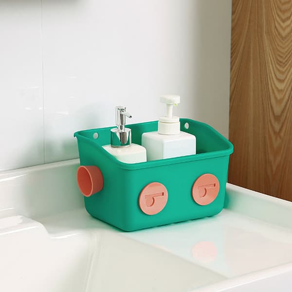 Hanging Storage Basket Dorm Bedside Sundries Holder with Drain Holes Stackable Organizer for Bathroom Kitchen Blue Yellow