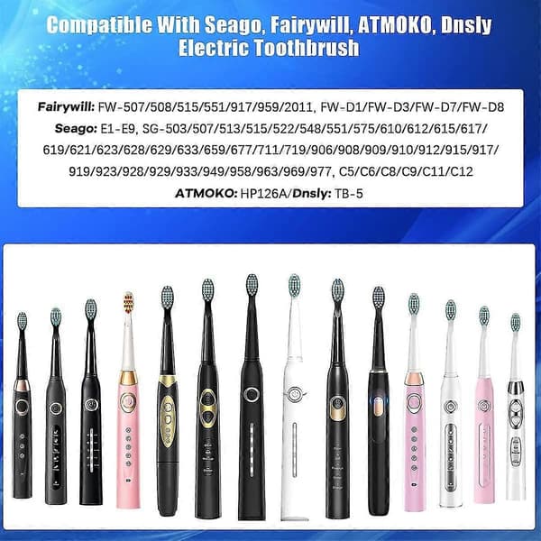 10-pack Toothbrush Heads Compatible with Fairywill Fw-507/508/(black)