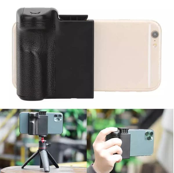 Phone Camera Photo Selfie Shutter Control Handle Holder with Detachable Wireless Remote Control 1/4 Tripod Mount Compatible for iPhone Samsung Android