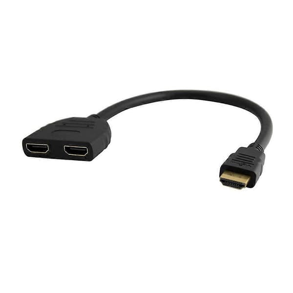 1 indgang 2 udgange Han til Dobbelt Hun Splitter Sort Kabel Adapter Konverter A/V 1080p