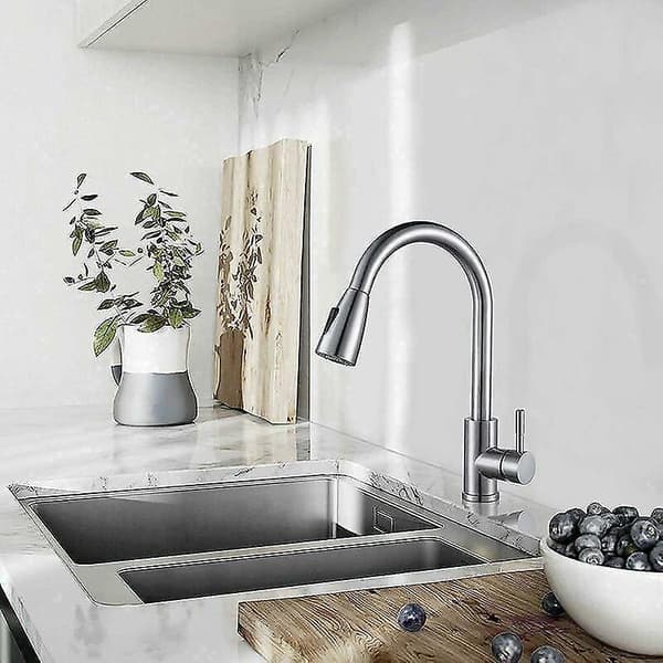 Stainless Steel Pull-Out Kitchen Faucet with 360-Degree Rotation