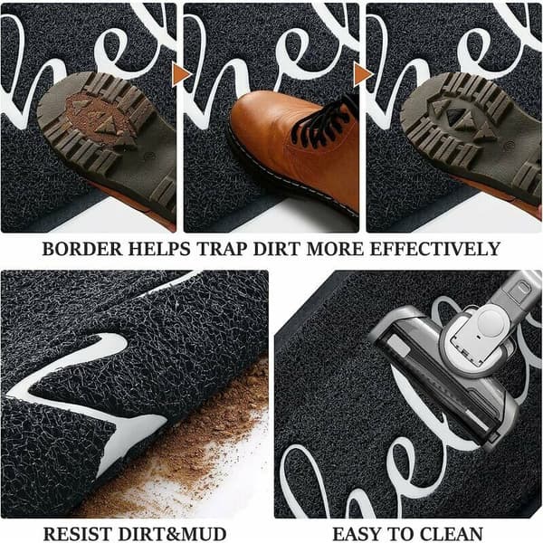 Durable Welcome Mat Flat Doormat Front Door Mat Indoor Outdoor Doormat (Welcome)