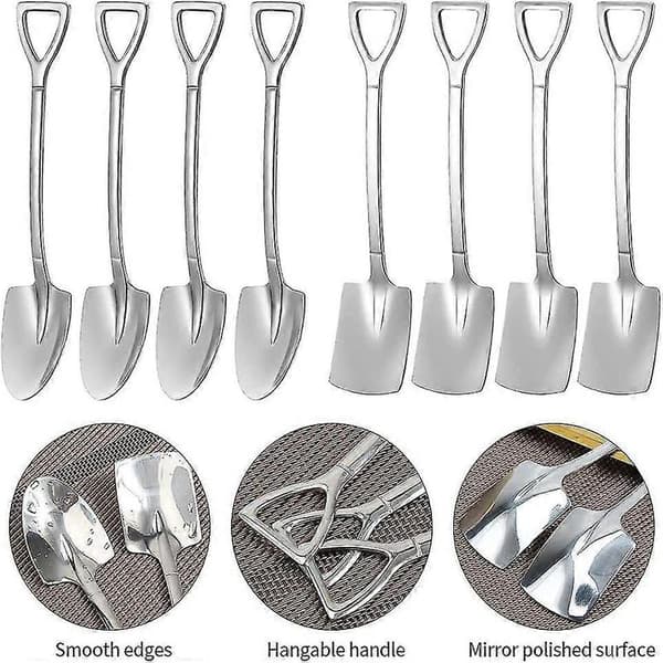 8 pieces stainless steel spade-shaped spoons, creative spade-shaped red spoon gift Y