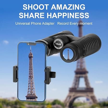 12x42 High Definition Binoculars for Adults with Universal Phone