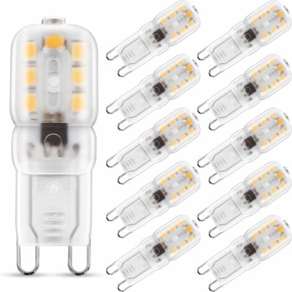 G9 LED-lampa, 2W G9 Varmvit 3000K, LED-lampa, motsvarande 25W halogenlampa, 230V AC 200lm, 360° bred strålvinkel, G9-sockel 10-pack RUIOIU