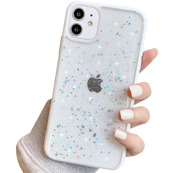 Kompatibel med iPhone 11 Cover, Gennemsigtig Glitrende Bling Stjerneglimmer Design til Kvinder Piger