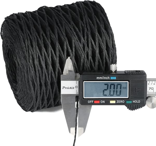200M Raffiapapirsnor Papirgarn Raffia Garn til Jul, Gaveindpakning, Håndværksdekoration Sort
