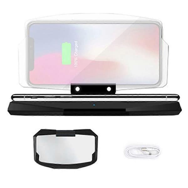 Car Phone Holder HUD Wireless Charging Design GPS Navigation Mode Vehicle Mount Accessory for Safe Travel Convenient Use B B