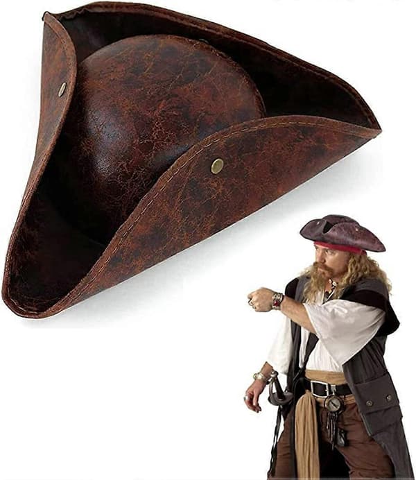 Pirathat til voksne Halloweenhatte til voksne Tricorn-hat i kolonialstil egnet