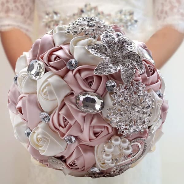 Brudebuket Bryllup Broche Roser Blomster Brudebuket Bånd