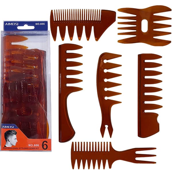 6-pack Quiff Styling Kam för Män Professionell Frisörborste